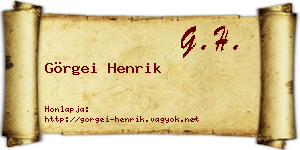 Görgei Henrik névjegykártya